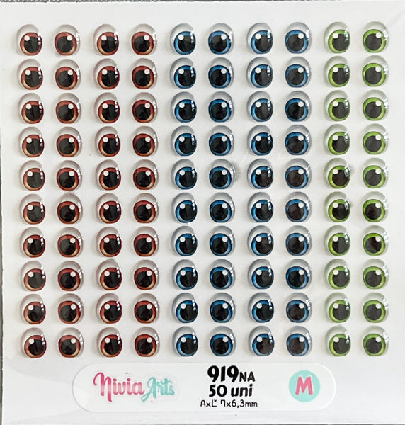 3D Eyes Stickers , 919 M - Nivia Arts (7mm / 10 pairs)
