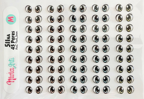 3D Eyes Stickers ,  511 Nivia Arts - 7mm / 10 pairs